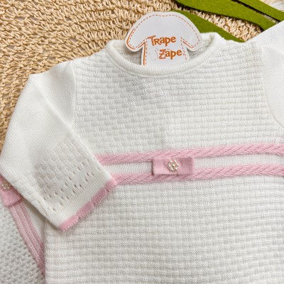 Saída Maternidade Maitê - Off White e Rosa Saída Maternidade Maitê - Off White e Rosa